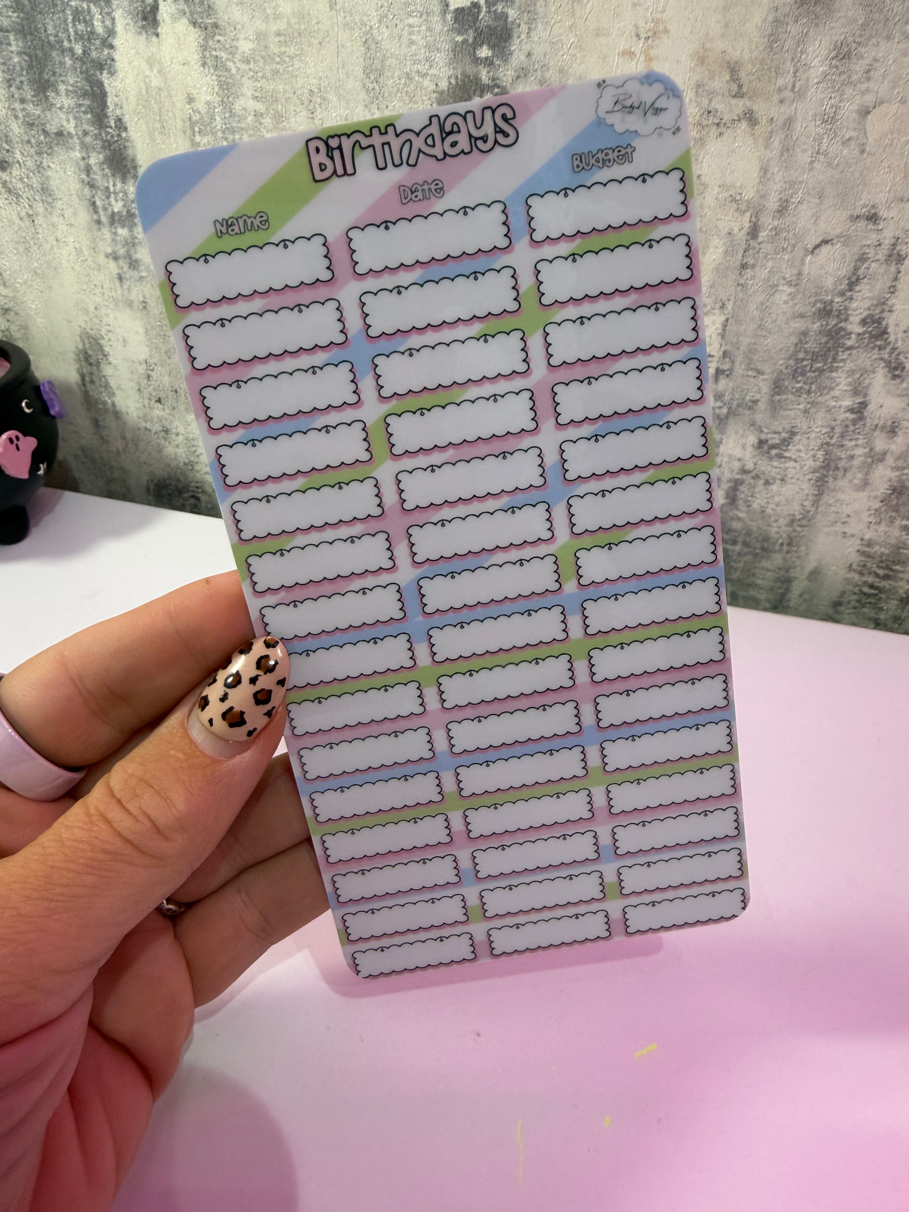 Birthday/Christmas trackers - budget vlogger collection