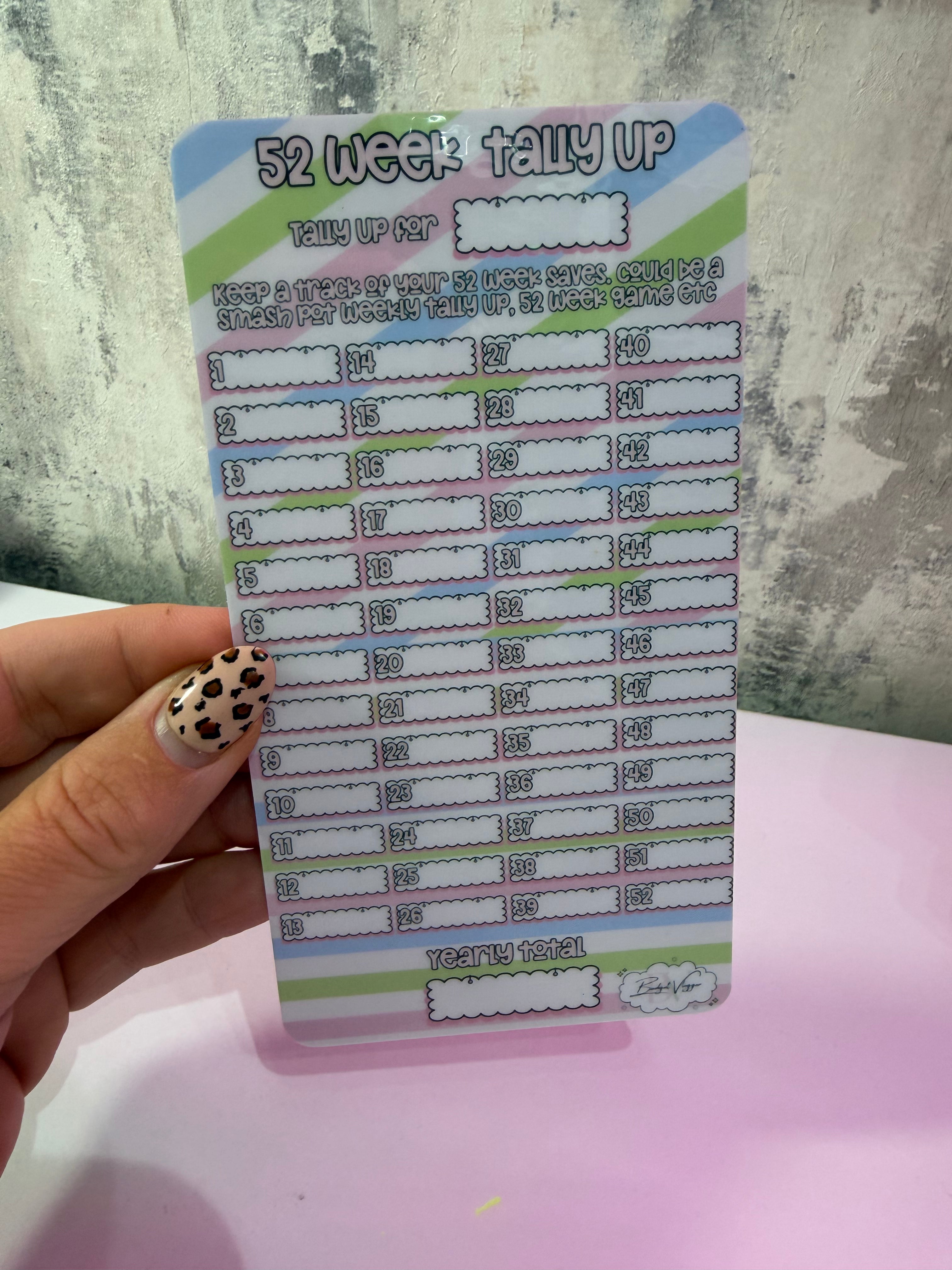52 week tally up tracker - budget vlogger collection