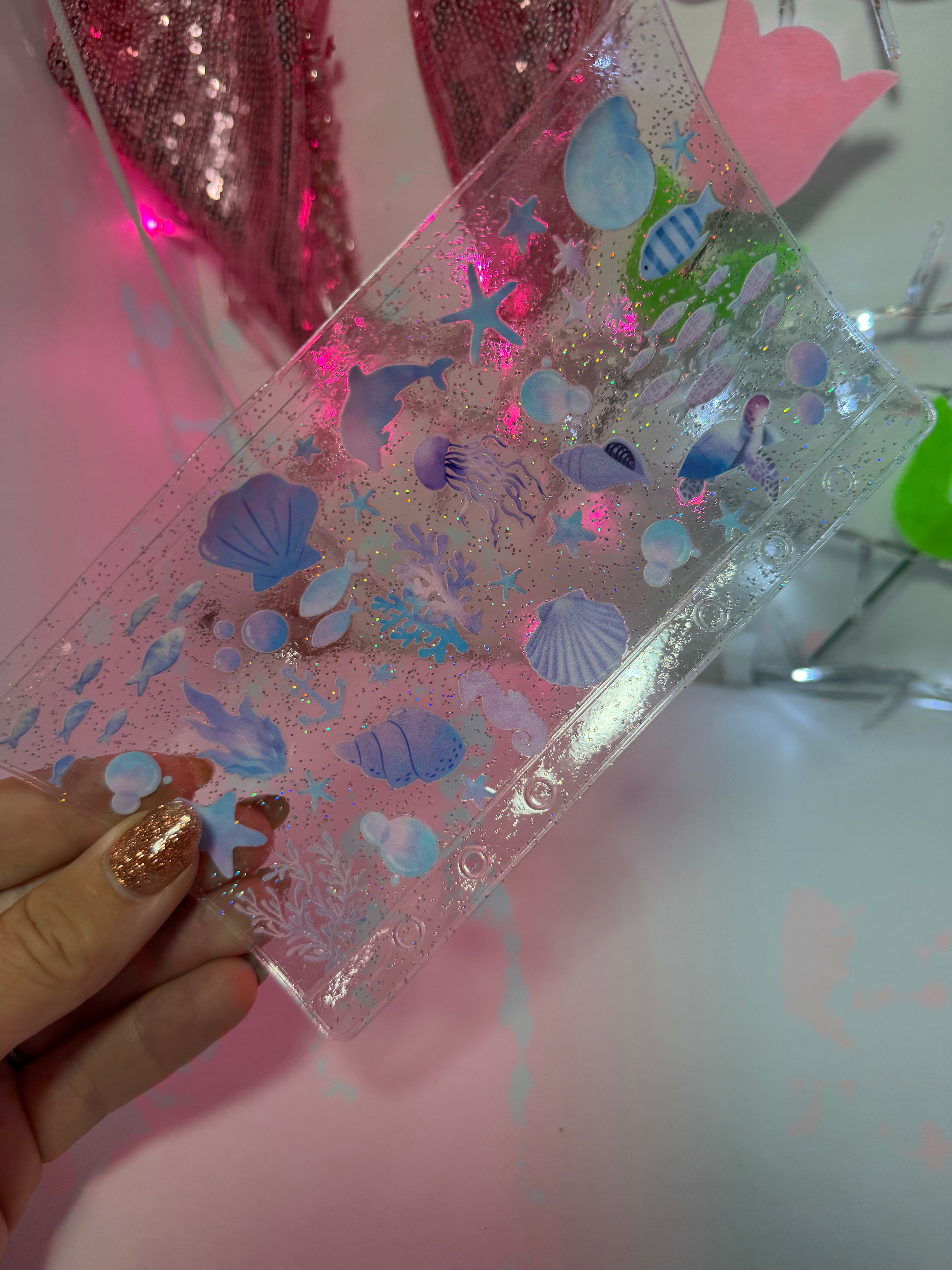 uvdtf zipless glitter envelope: sea life