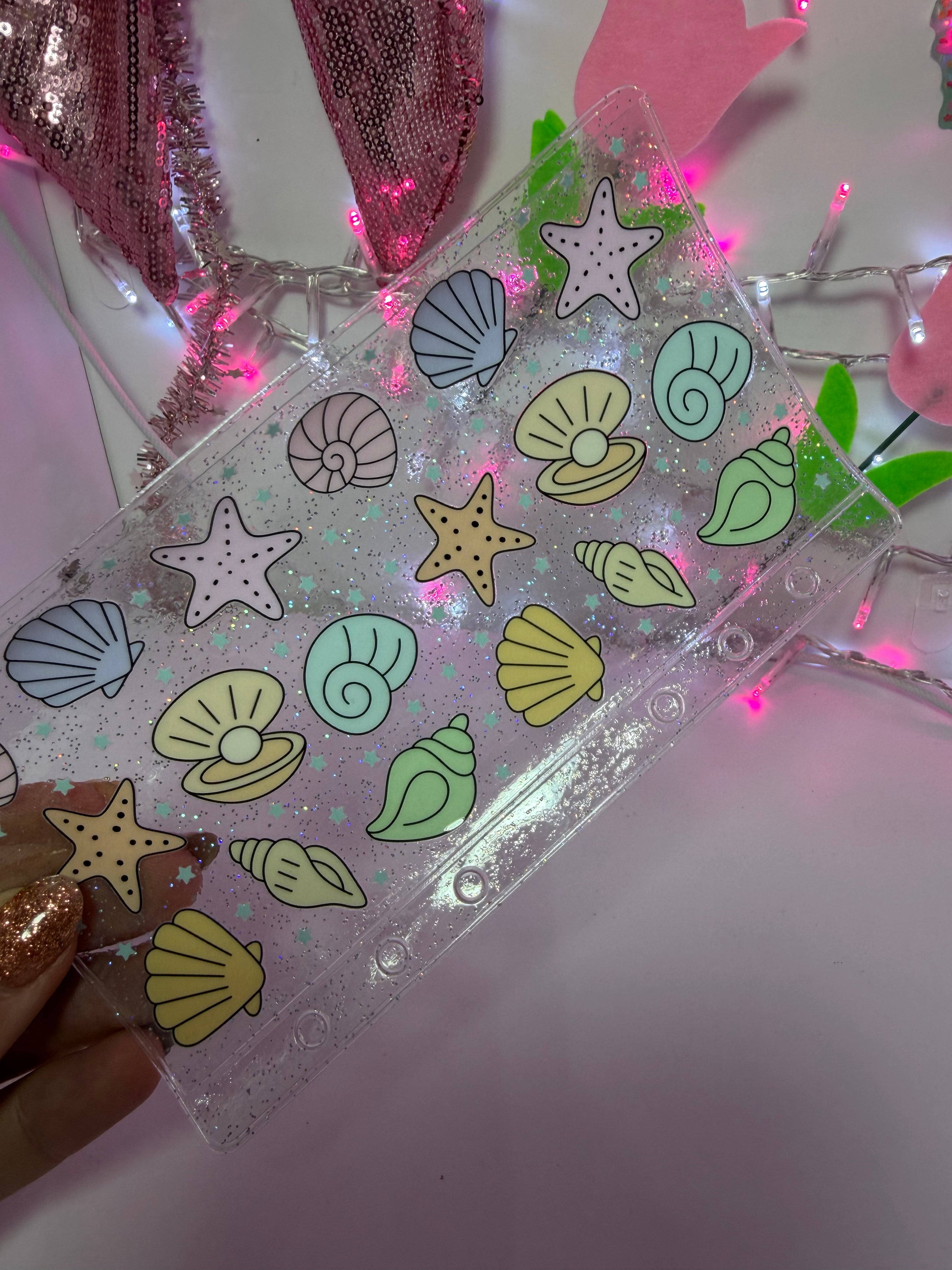 uvdtf zipless glitter envelope: sea shells