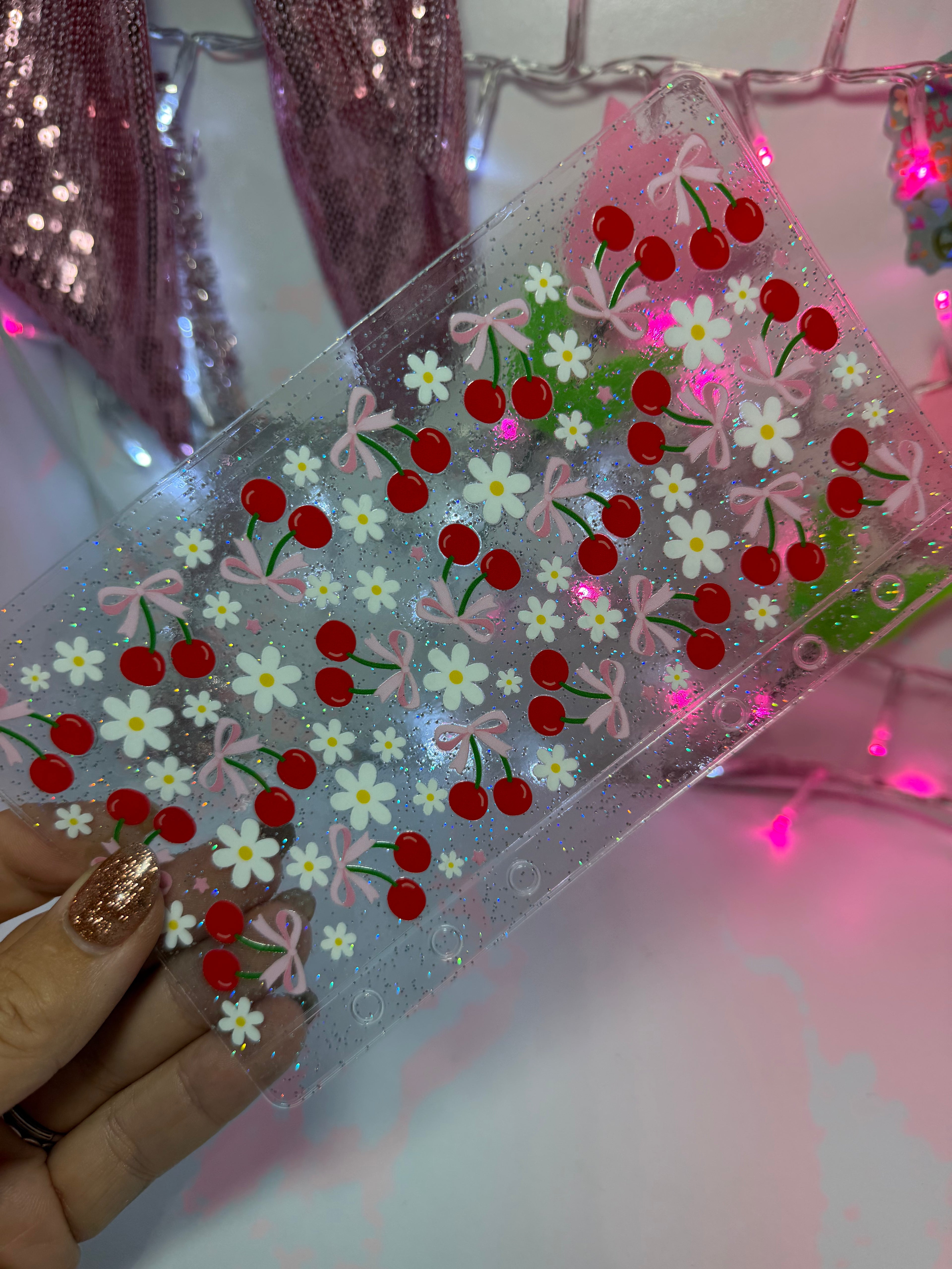 uvdtf zipless glitter envelope: cherry bow