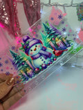 uvdtf zipless glitter envelope: purple snowman