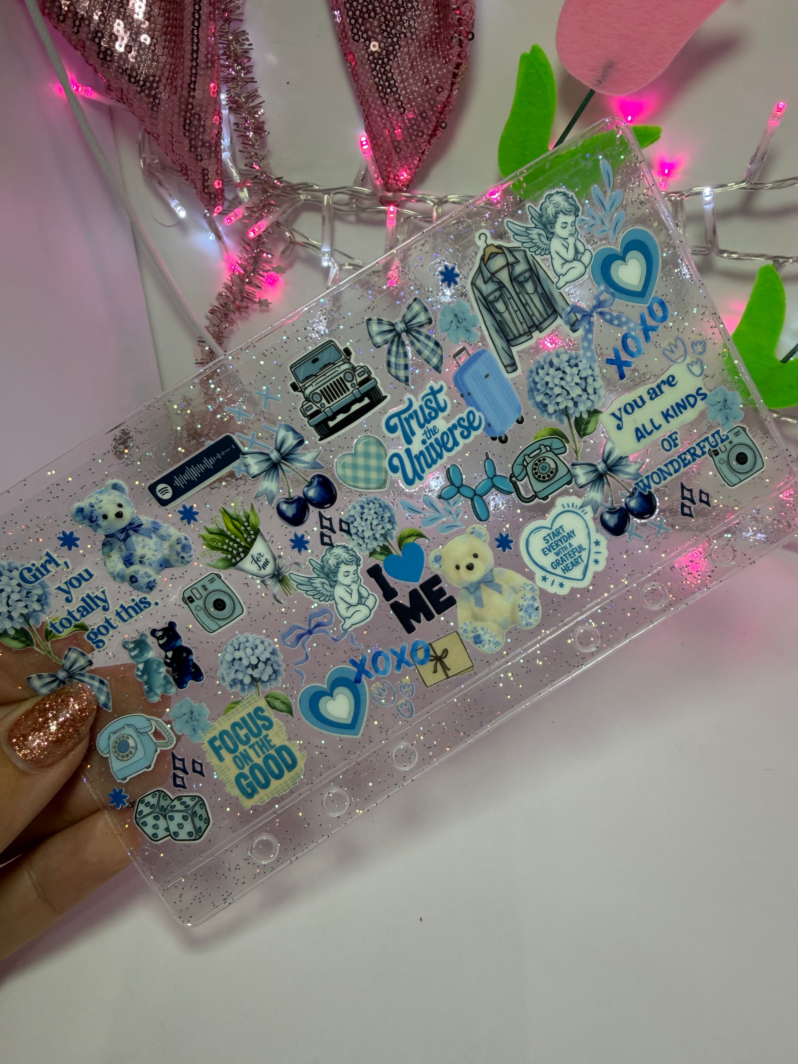 uvdtf zipless glitter envelope: love me