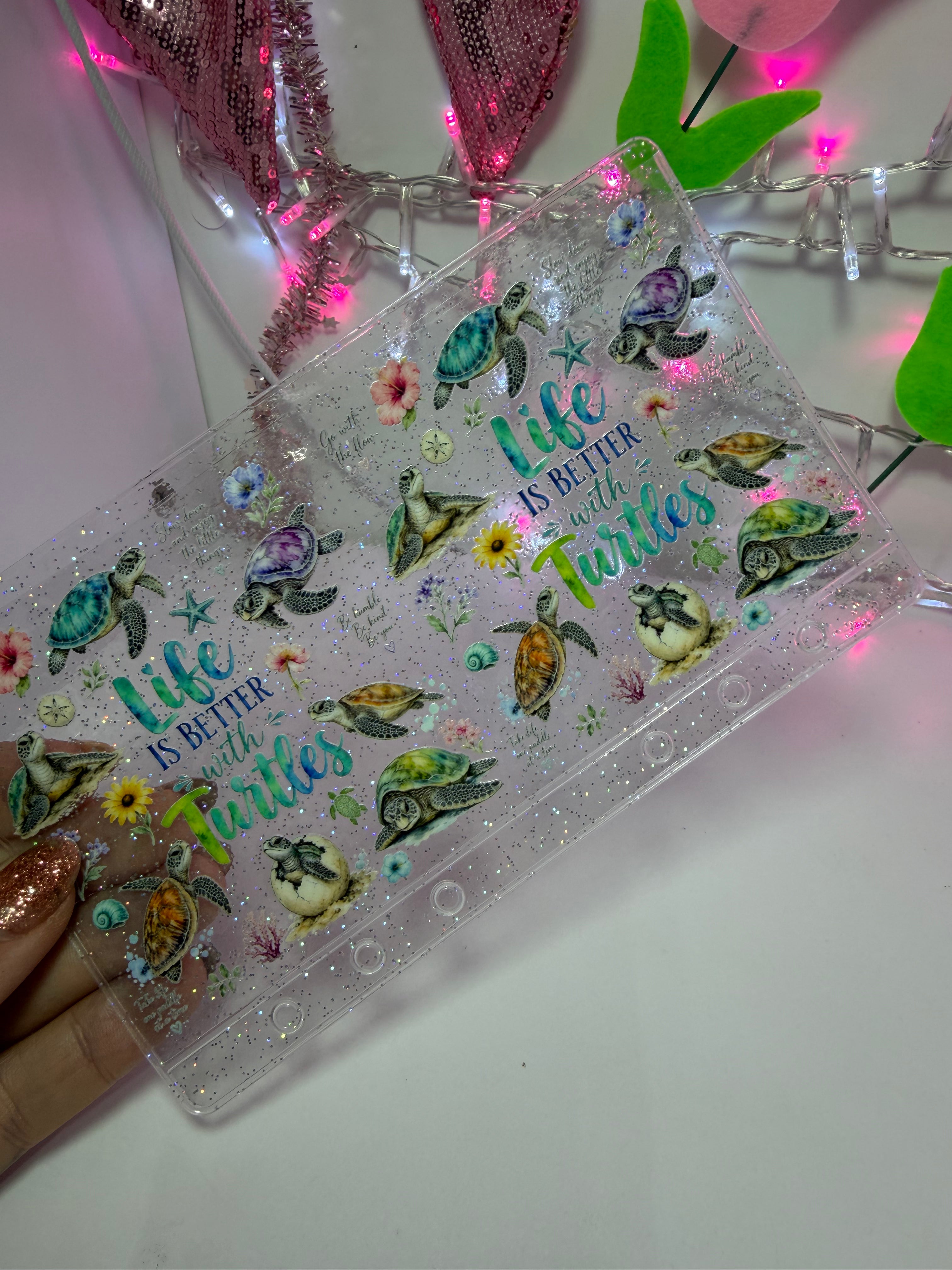 uvdtf zipless glitter envelope: life is better with turtles