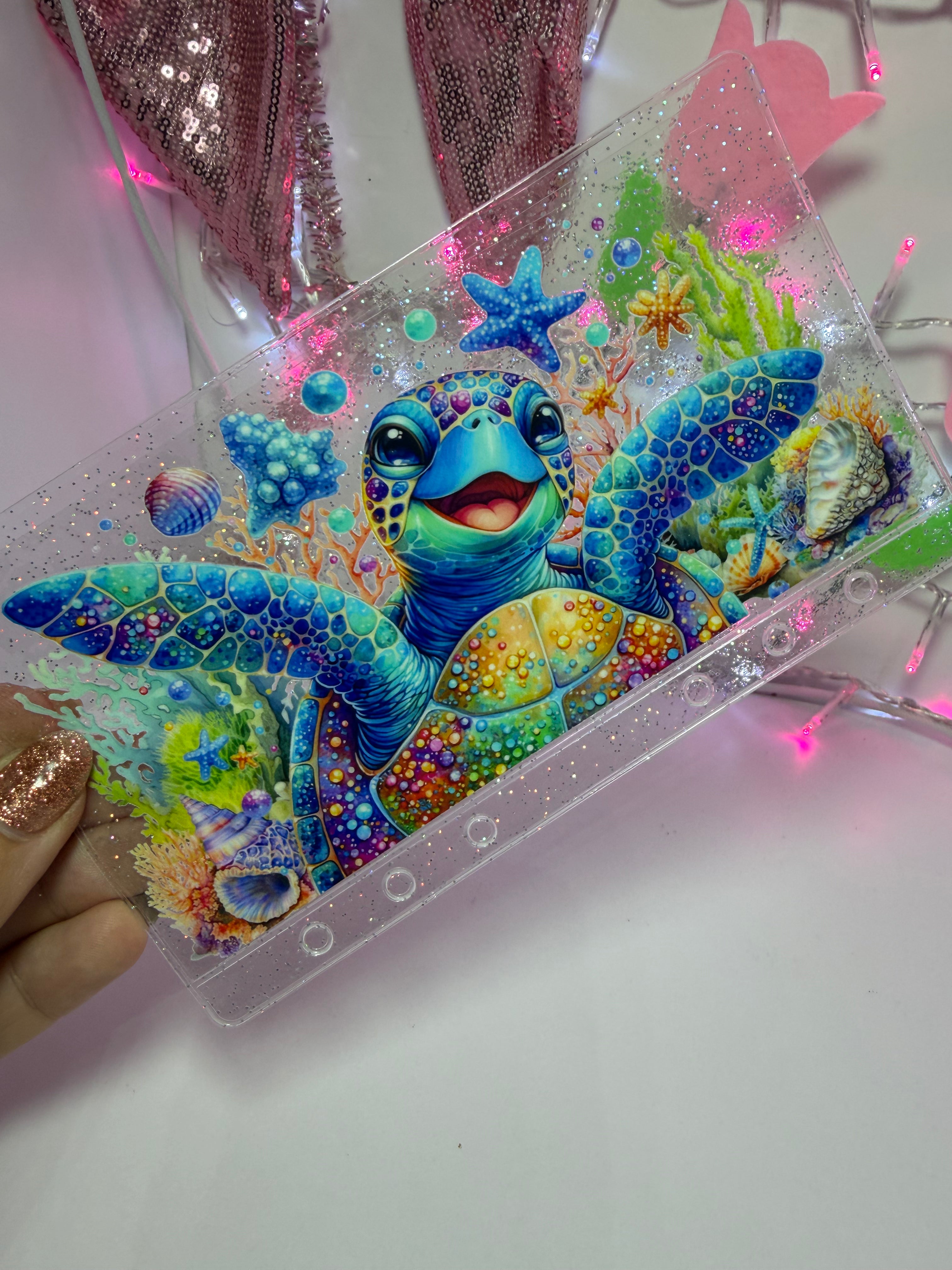 uvdtf zipless glitter envelope:Cute turtle