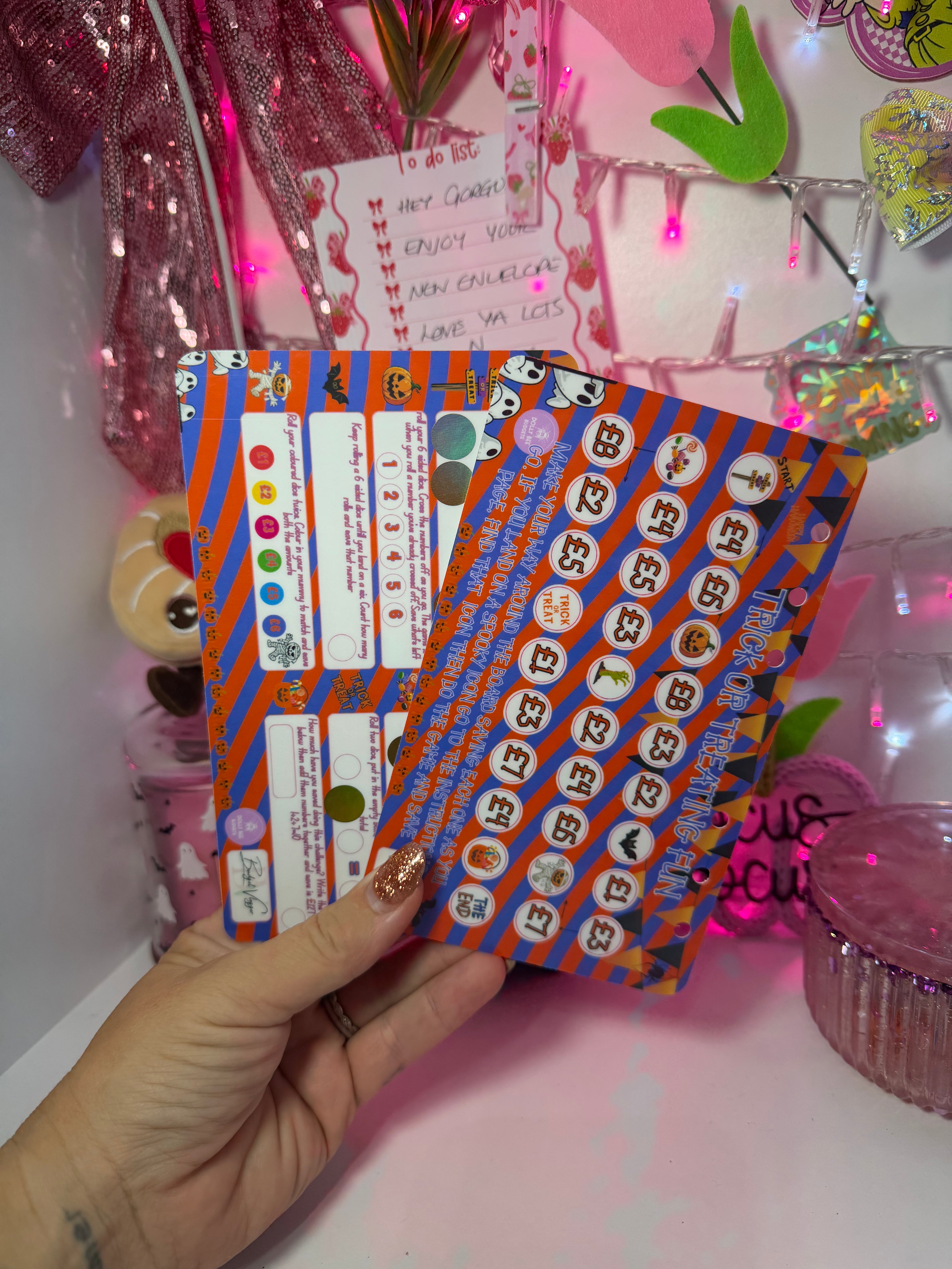Trick or treating fun savings game - A6 Cash Stuffing