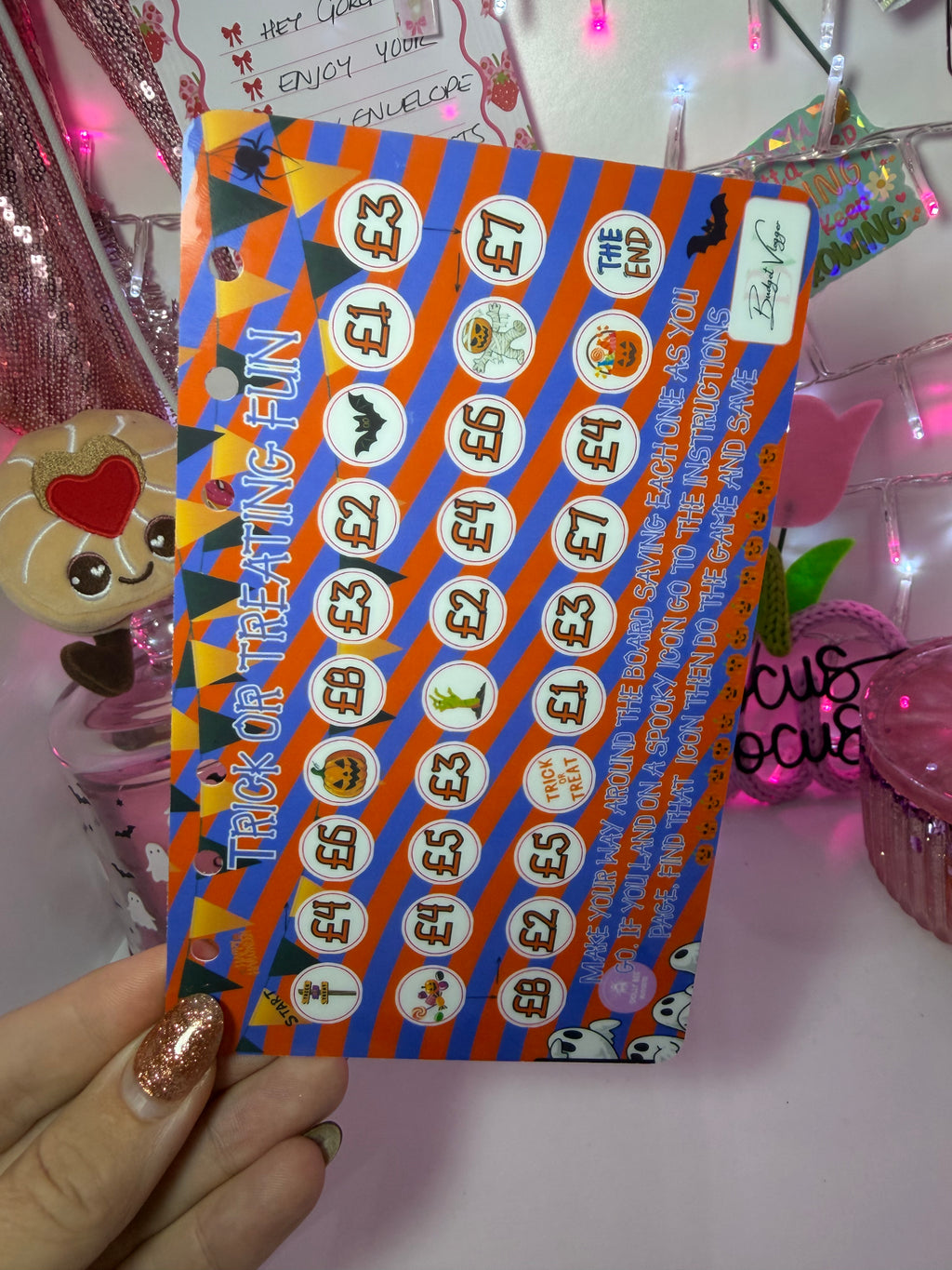 Trick or treating fun savings game - A6 Cash Stuffing