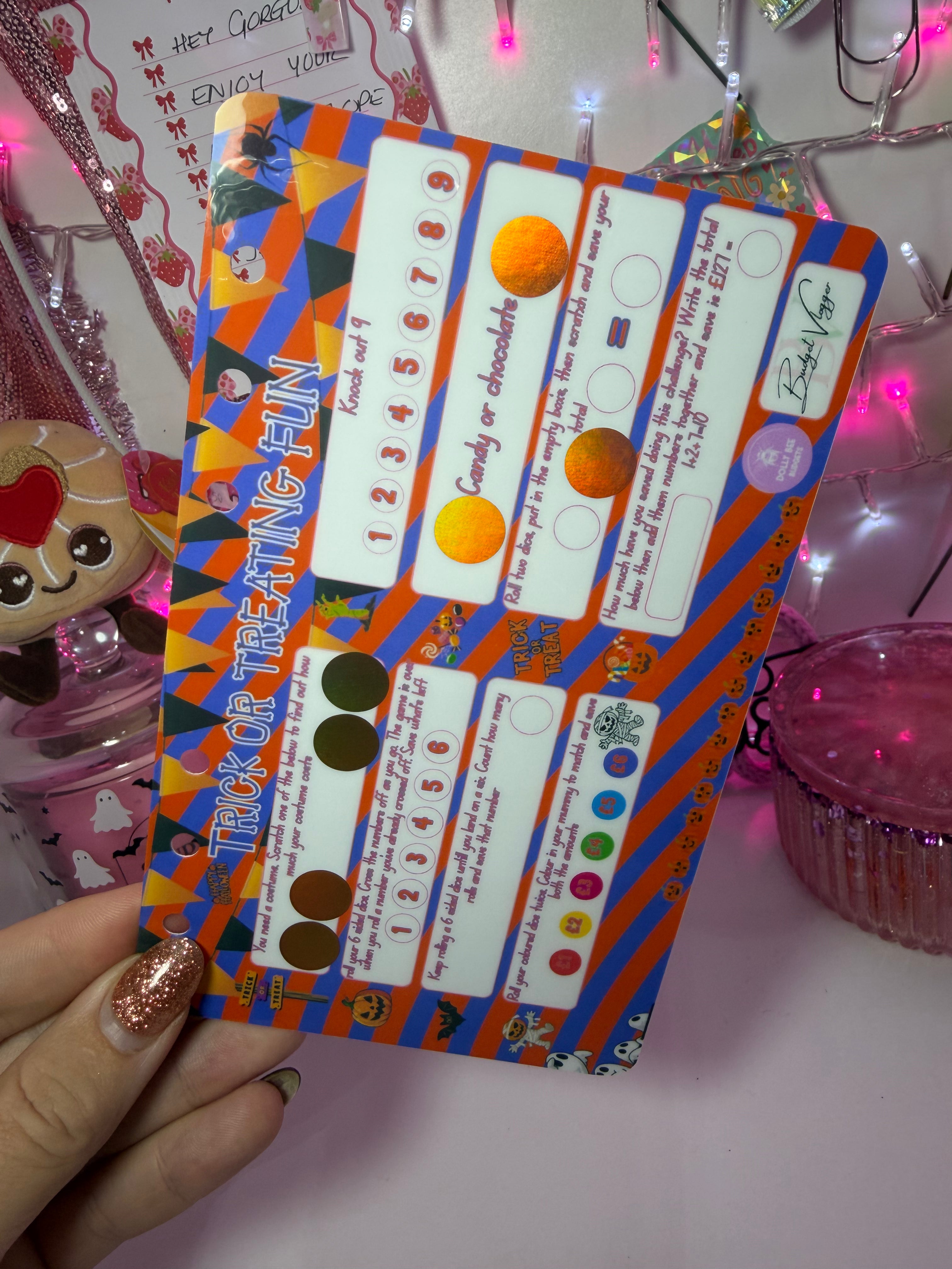 Trick or treating fun savings game - A6 Cash Stuffing