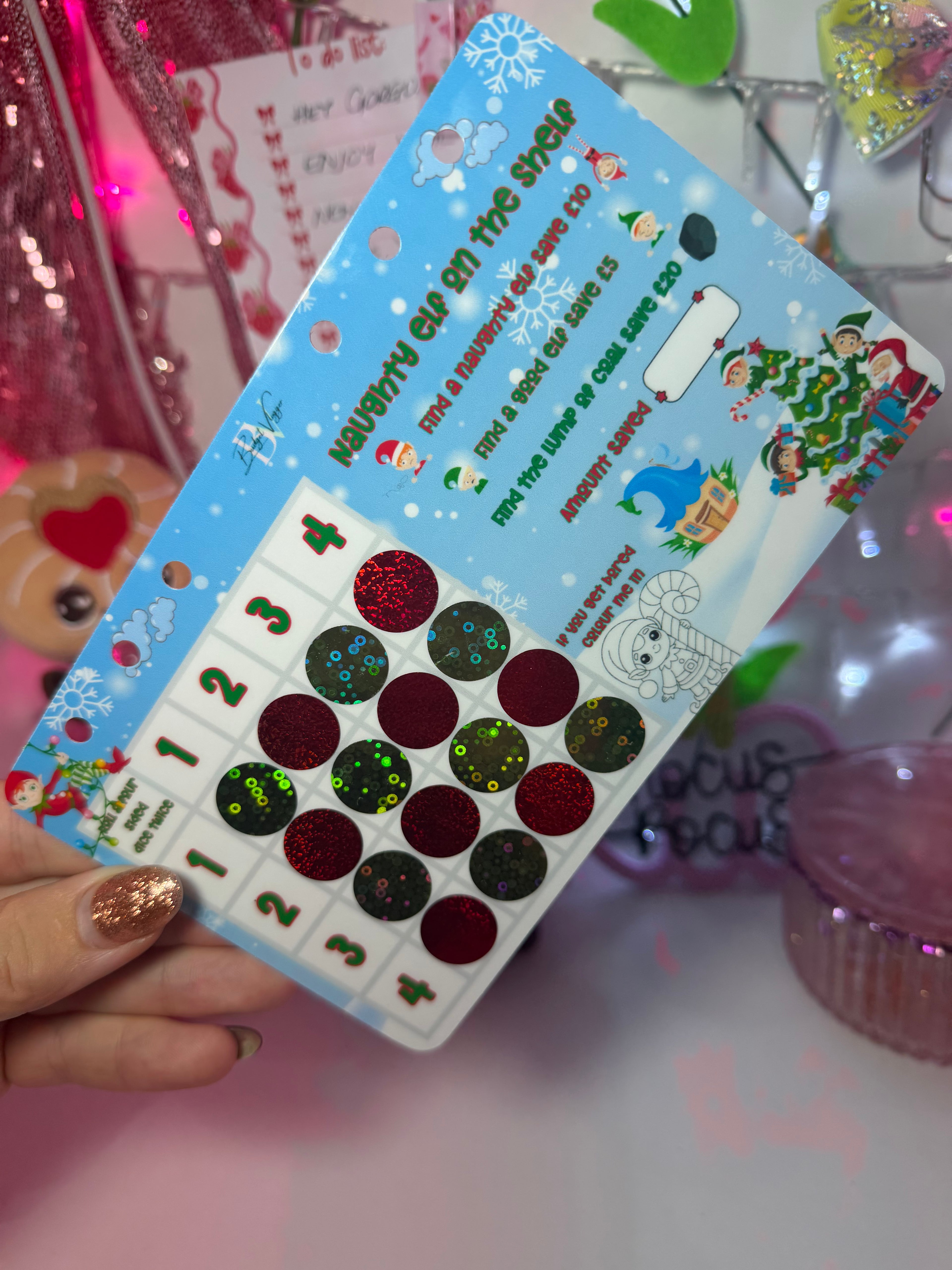 Naughty elf on the shelf savings game - A6 Cash Stuffing