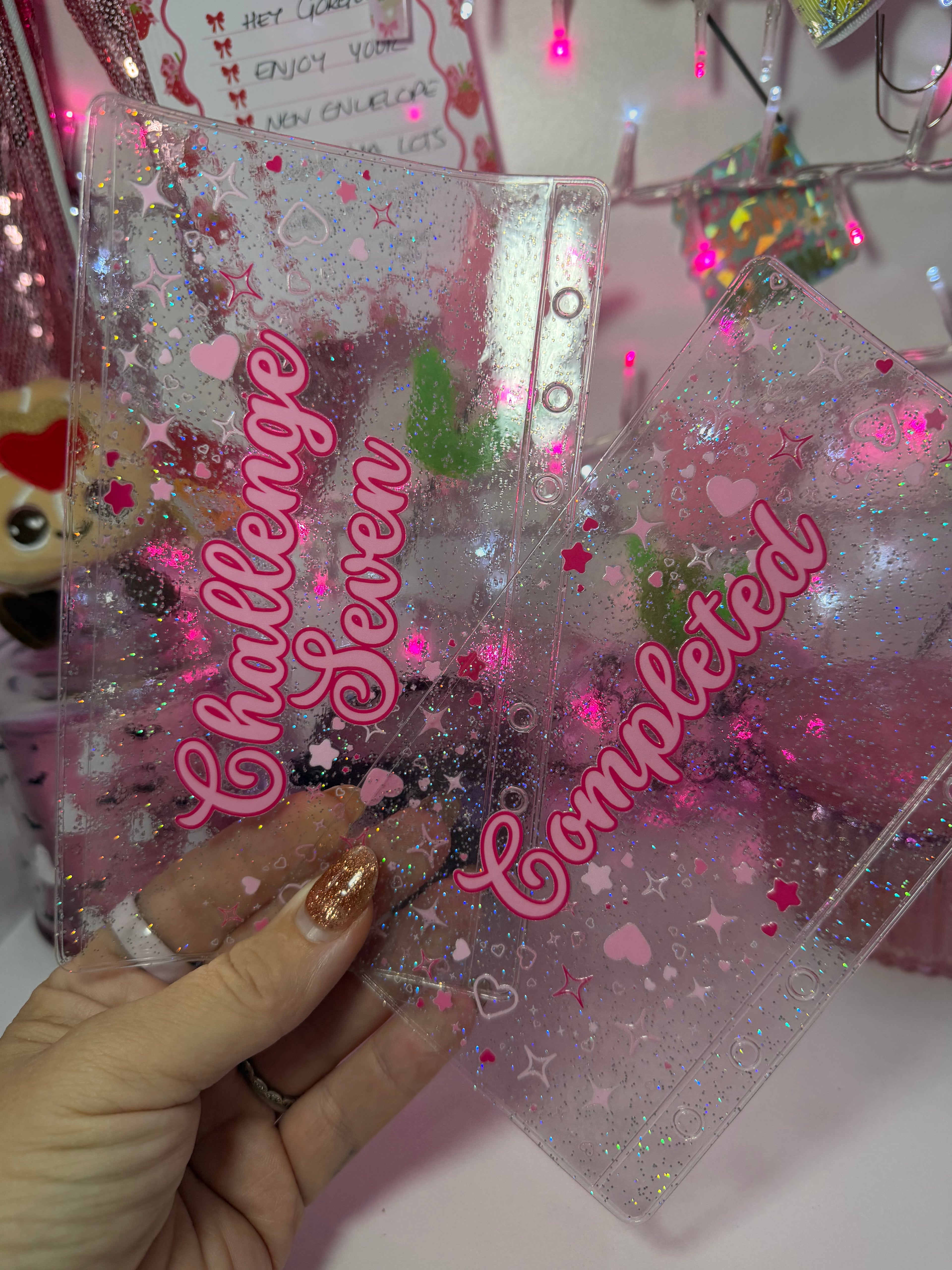challenge pink hearts and stars : uvdtf envelopes